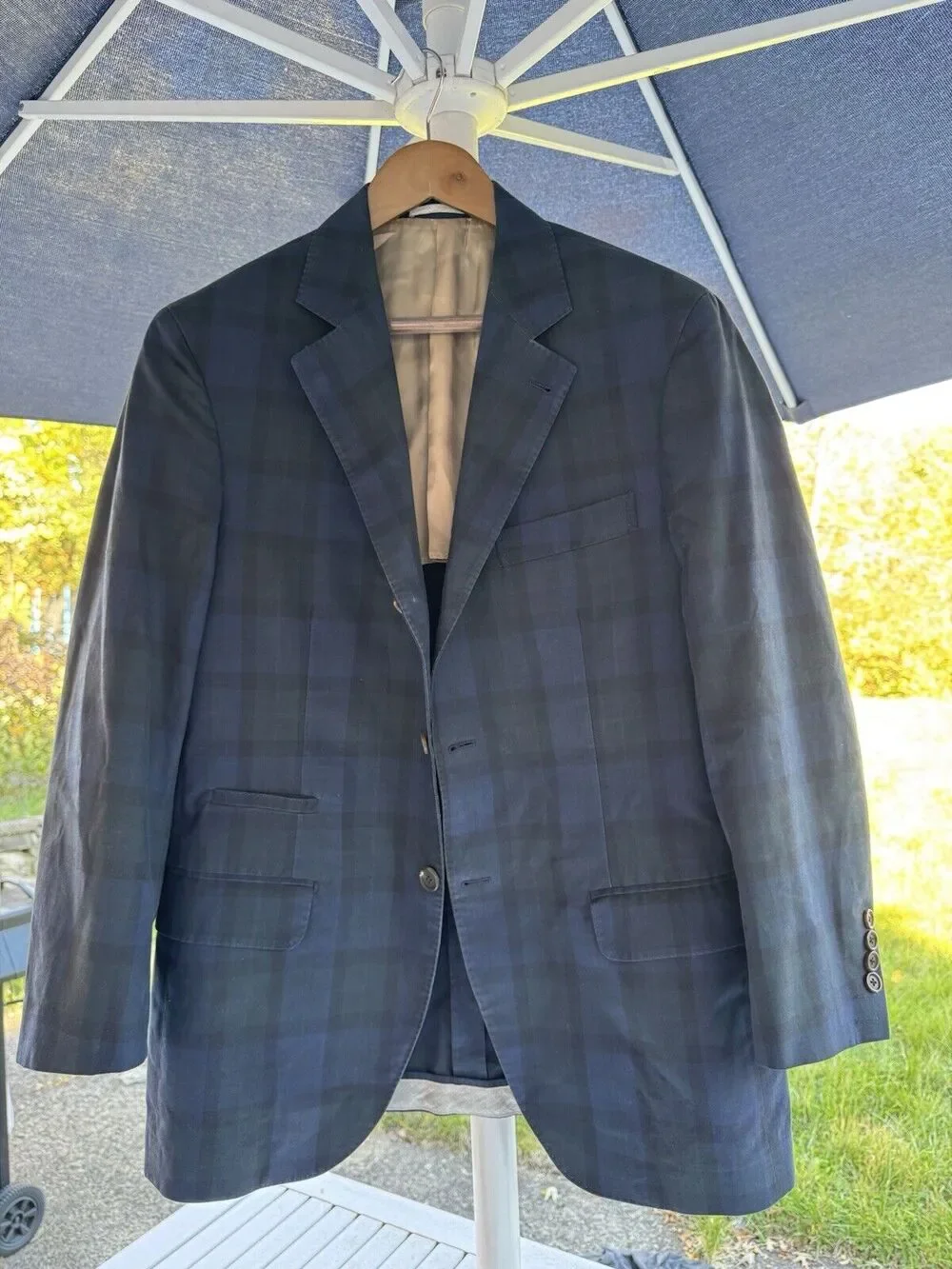 Brunello Cucinelli Blackwatch Plaid Cotton Blazer Jacket Size 50/40 Italy Men